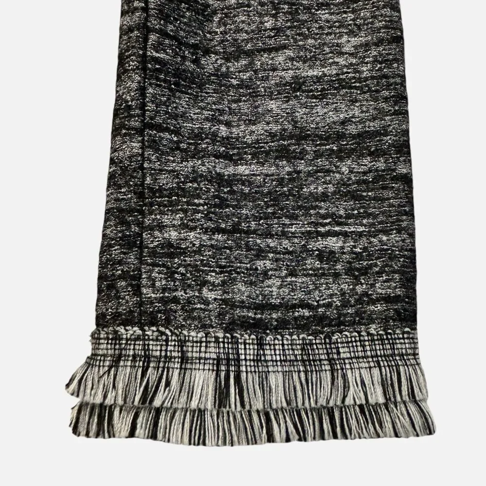 BANANA REPUBLIC Small Asymmetrical‎ Black Gray Tweed Jacket Fringe Career Casual